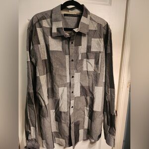 Sean John Men’s Gray and Black Checkered Shirt XL